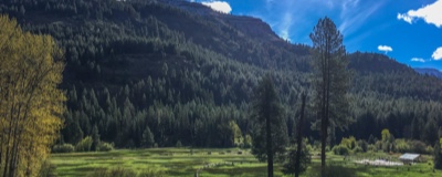 The view from the front deck of the Minam River Lodge